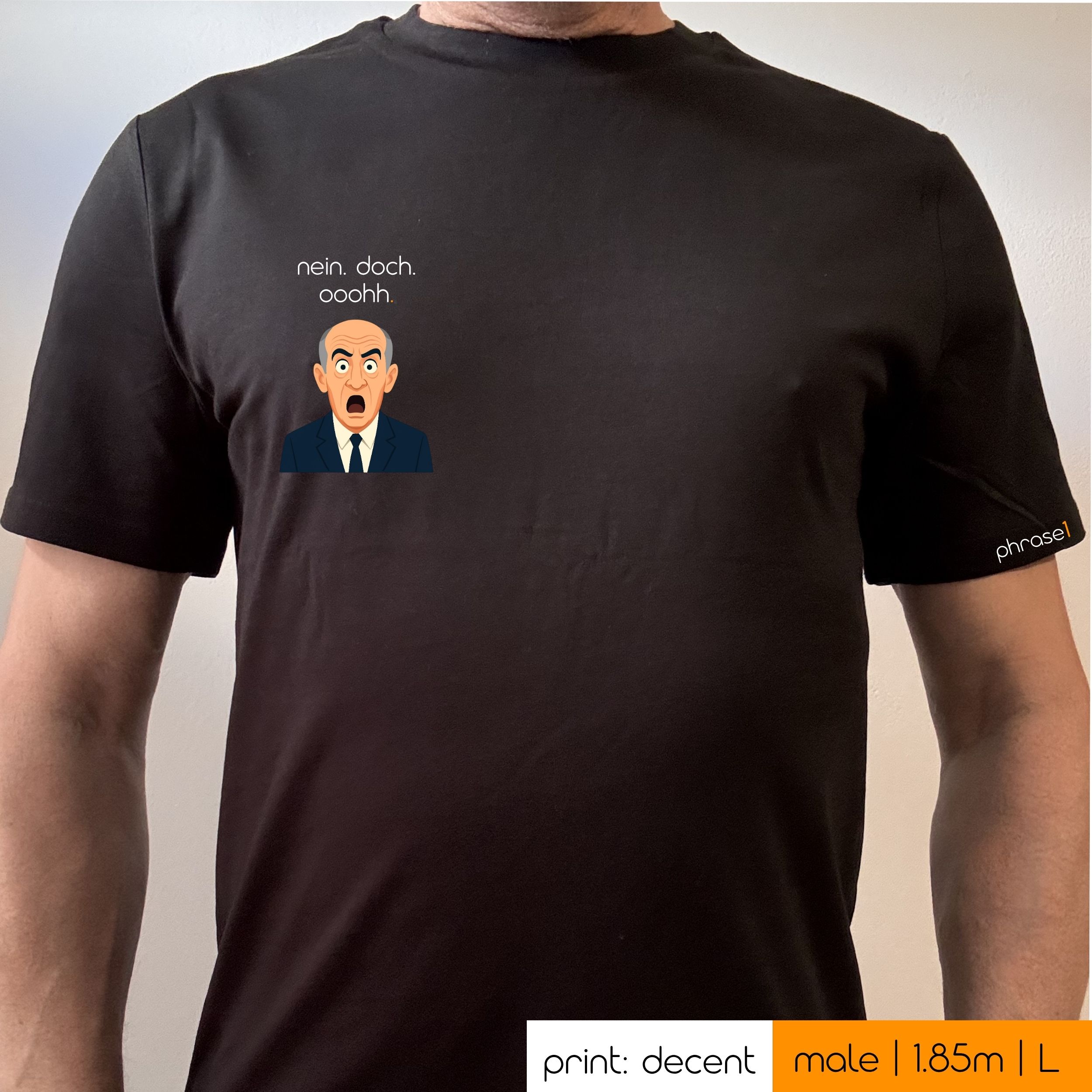 Premium T-Shirt mit Spruch "nein. doch. oohh." und Visual Louis de Funés